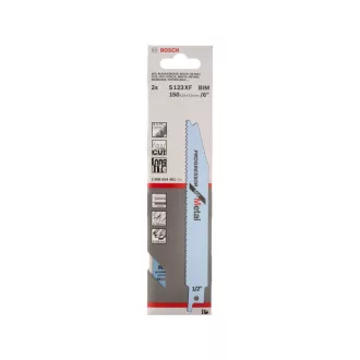   BOSCH Panză de fierăstrău cu acțiune reciprocantă pentru metal S 123 XF 150 mm / 8-18TPI bimetal Progressor for Metal (2 buc)