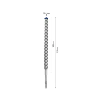   BOSCH EXPERT 7X Burghiu pentru roci 17 x 315/250 mm cu patru margini SDS-Plus