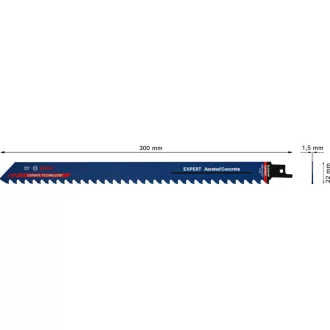   BOSCH EXPERT Foaie de fierăstrău sabie pentru beton celular S 1241 HM 300 mm / 3TPI cu dinți din carbură (1 buc)