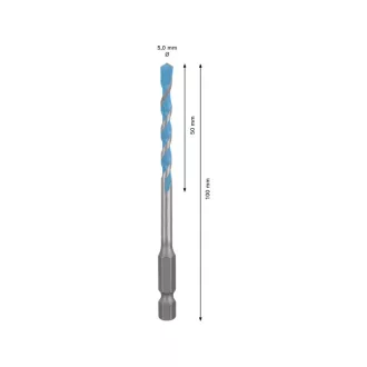   Burghiu BOSCH EXPERT HEX-9 Multiconstruction 5,0 x 50/100 mm cu suport pentru burghie de 1/4"