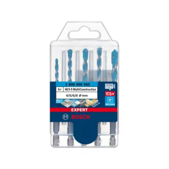   BOSCH EXPERT Set de burghie universale HEX-9, 5 piese (4 / 5 / 6 / 6 / 8 mm) cu prindere de bit de 1/4"