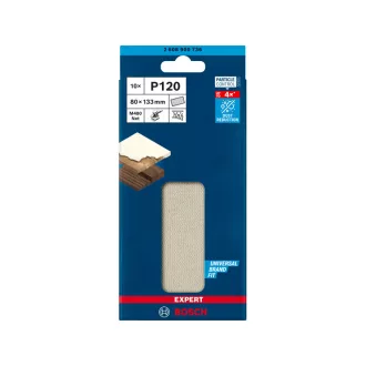   BOSCH EXPERT Plasă de șlefuire cu fixare velcro pentru bloc de șmirghel 80 x 133 mm /P120 (10 buc)