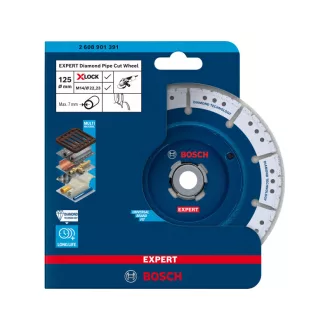   BOSCH EXPERT X-LOCK Disc de tăiere cu diamante 125 x 2,8 x 3,2 x 22,2 mm pentru tăierea metalelor și a țevilor