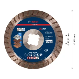   BOSCH EXPERT Disc de tăiere diamantat 125 x 2,4 x 12 x 22,2 mm turbo Multi Material X-LOCK (oSa)