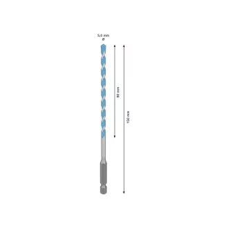   Burghiu BOSCH EXPERT HEX-9 Multiconstruction 5,0 x 90/150 mm cu suport pentru burghie de 1/4"