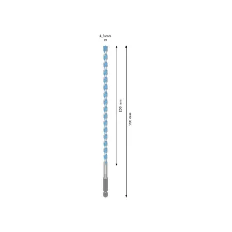  Burghiu BOSCH EXPERT HEX-9 Multiconstruction 6,0 x 200/250 mm cu suport pentru burghie de 1/4"