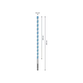   Burghiu BOSCH EXPERT HEX-9 Multiconstruction 8,0 x 200/250 mm cu suport pentru burghie de 1/4"