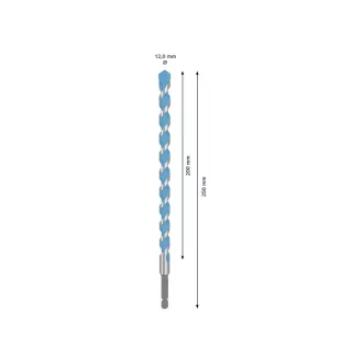   Burghiu BOSCH EXPERT HEX-9 Multiconstruction 12,0 x 200/250 mm cu suport pentru burghie de 1/4"