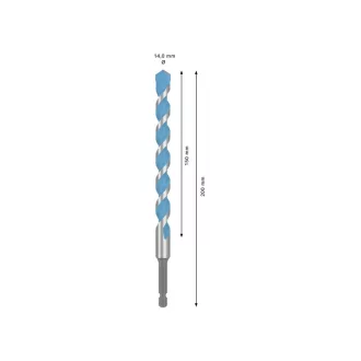   Burghiu BOSCH EXPERT HEX-9 Multiconstruction 14,0 x 150/200 mm cu suport pentru burghie de 1/4"