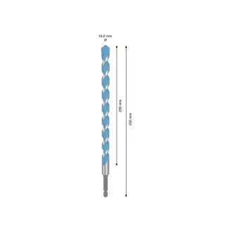   Burghiu BOSCH EXPERT HEX-9 Multiconstruction 14,0 x 200/250 mm cu suport pentru burghie de 1/4"