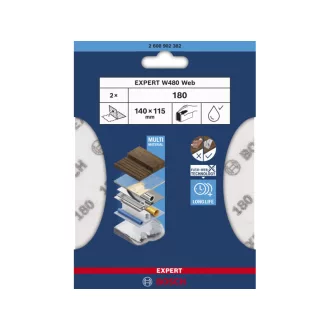   BOSCH EXPERT W480 Disc de șlefuit lavabil 140 x 115 mm /P180 (2 buc.)