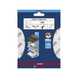   BOSCH EXPERT W480 Retea de șlefuit lavabilă 140 x 115 mm /P240 (2 buc)