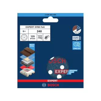   BOSCH EXPERT O780 Disc de șlefuire cu velcro 125 mm / P240 ceramic grit (6 buc)