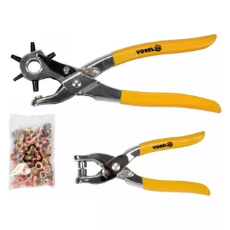   VOREL Cleste piercing piele cu revolver si nituitor piele + 100 nituri