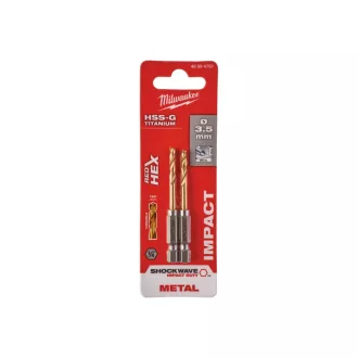   Burghiu MILWAUKEE 3,5 x 69/25 mm HSS-G TiN, HEX roșu - Shockwave™ (2 buc)