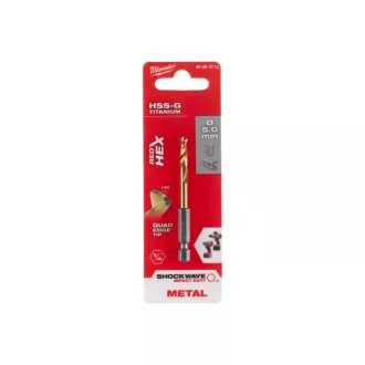   Burghiu cu melc MILWAUKEE 5,0 x 80/31 mm HSS-G TiN, HEX roșu - Shockwave™
