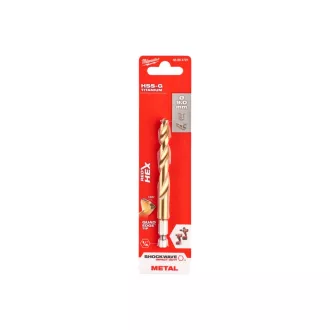  Burghiu cu melc MILWAUKEE 9,0 x 117/73 mm HSS-G TiN, HEX roșu - Shockwave™