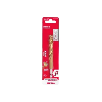   Burghiu cu melc MILWAUKEE 11,5 x 126/81 mm HSS-G TiN, HEX roșu - Shockwave™
