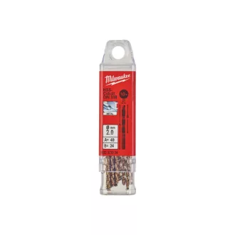   Burghiu MILWAUKEE 2,0 x 49/24 mm HSS-G Co DIN 338 Roșu Cobalt (10 buc)