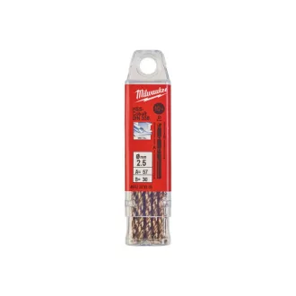   Burghiu MILWAUKEE 2,5 x 57/30 mm HSS-G Co DIN 338 Roșu Cobalt (10 buc)