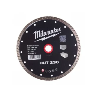   Disc de tăiat cu diamant MILWAUKEE 230 x 2,6 x 10 x 22,2 mm turbo