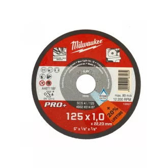   MILWAUKEE Disc de tăiere pentru metal 125 x 1.0 x 22.2 mm inox drept SC41 PRO+