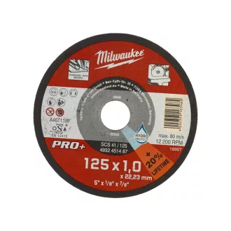   MILWAUKEE Disc de tăiere pentru metal 125 x 1,0 x 22,2 mm inox drept SC41 PRO+ (200 buc)