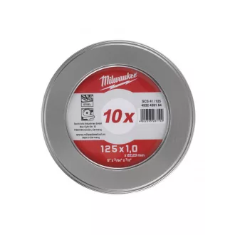   MILWAUKEE Disc de tăiere pentru metal 125 x 1,0 x 22,2 mm WSCS41 în cutie metalică (10 buc.)