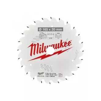   Pânză de ferăstrău MILWAUKEE pentru lemn 165 x 20 x 2,2 mm / 24T ATB