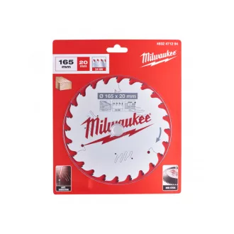   Pânză de ferăstrău MILWAUKEE pentru lemn 165 x 20 x 2,2 mm / 24T ATB