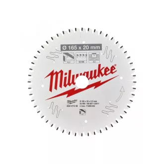   Pânză de ferăstrău MILWAUKEE pentru aluminiu 165 x 20 x 2,2 mm / 52T TF NEG