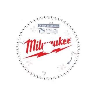   Pânză de ferăstrău MILWAUKEE pentru aluminiu 184 x 30 x 2,2 mm / 54T TF NEG