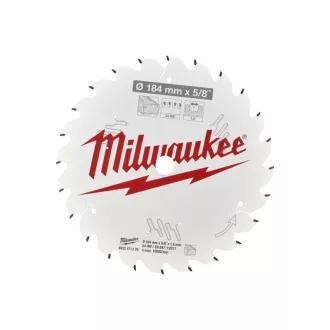   Pânză de ferăstrău MILWAUKEE pentru lemn 184 x 5/8" x 1,6 mm /24T ATB