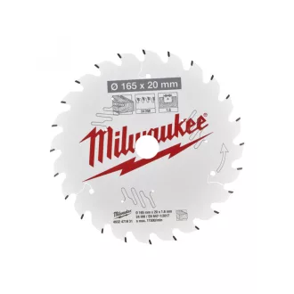   Pânză de ferăstrău MILWAUKEE pentru lemn 165 x 20 x 1,6 mm / 24T ATB