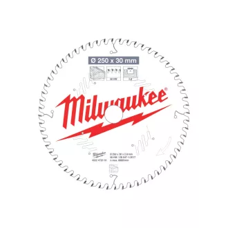   Pânză de ferăstrău MILWAUKEE pentru lemn 250 x 30 x 2,8 mm /60T ATB