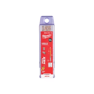   Burghiu MILWAUKEE 2,5 x 62/19 mm HSS-G TiN, HEX roșu - Shockwave™ (10 buc)