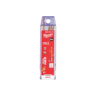   Burghiu MILWAUKEE 3,0 x 65/23 mm HSS-G TiN, HEX roșu - Shockwave™ (10 buc)