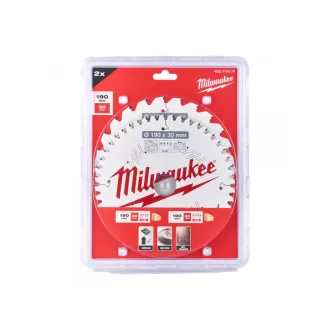   MILWAUKEE Set lame de ferăstrău pentru lemn 190 x 30 x 1,6 mm / 24T + 48T