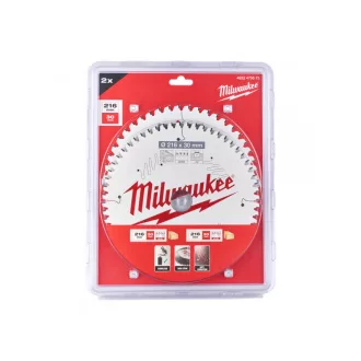   Set pânze de ferăstrău MILWAUKEE pentru lemn 216 x 30 x 2,4 mm / 48T + 60T