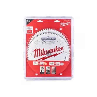   MILWAUKEE Set lame de ferăstrău 254 x 30 x 3 mm pentru lemn / 60T + pentru aluminiu 80T