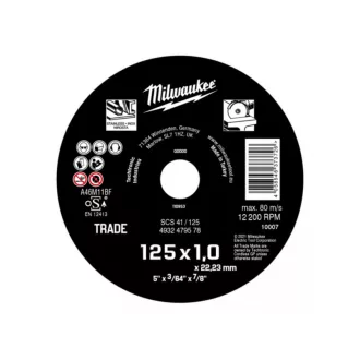   MILWAUKEE Disc de tăiere pentru metal 125 x 1,0 x 22,2 mm ECO SCS 41