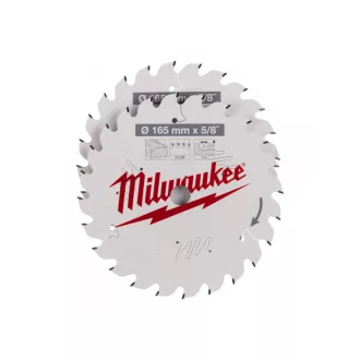   Pânză de ferăstrău MILWAUKEE pentru lemn 165 x 15,87 x 1,6 mm / 24T (2buc)