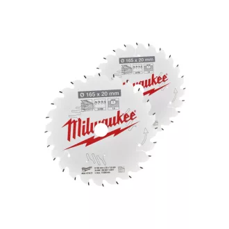   Pânză de ferăstrău MILWAUKEE pentru lemn 165 x 20 x 1,6 mm /40T ATB (2buc)