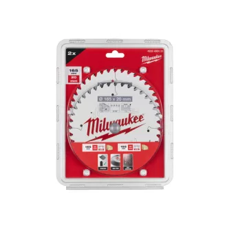   Pânză de ferăstrău MILWAUKEE pentru lemn 165 x 20 x 1,6 mm /40T ATB (2buc)