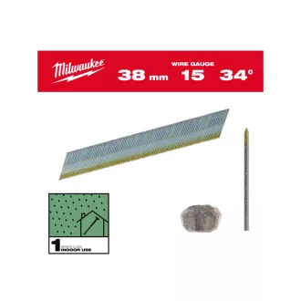   Cuie de finisare MILWAUKEE, cap D, galvanizate 15G 34° SC1 - 1,8 x 38 mm (2500 buc)