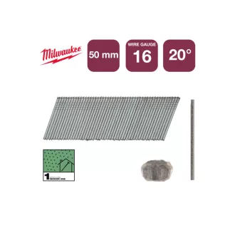   Cuie de finisare MILWAUKEE, fără cap, galvanizate 16G 20° SC1 - 1,35 x 50 mm (2000 buc)