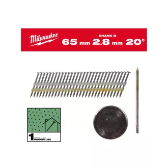   Cuie structurale MILWAUKEE, cap rotund, strălucitoare, 20° SC1 - 2,8 x 65 mm (2000 buc)