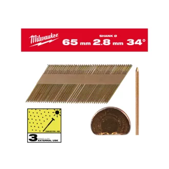   Cuie de construcție MILWAUKEE, cap D, galvanizate la cald 34° SC3 - 2,8 x 65 mm (2200 buc)