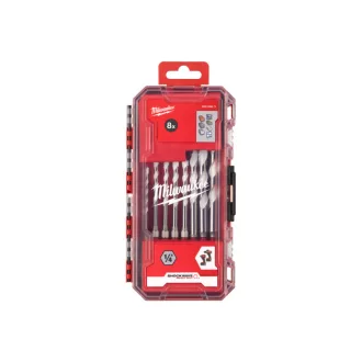   MILWAUKEE Set de burghie universale 8 piese Suport de burghie 4-12 mm cu două tăișuri
