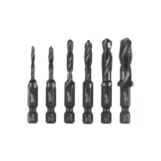   MILWAUKEE Set combinat de tarozi 6 piese 1/4" Hex (burghiu, tarod, debavurator)